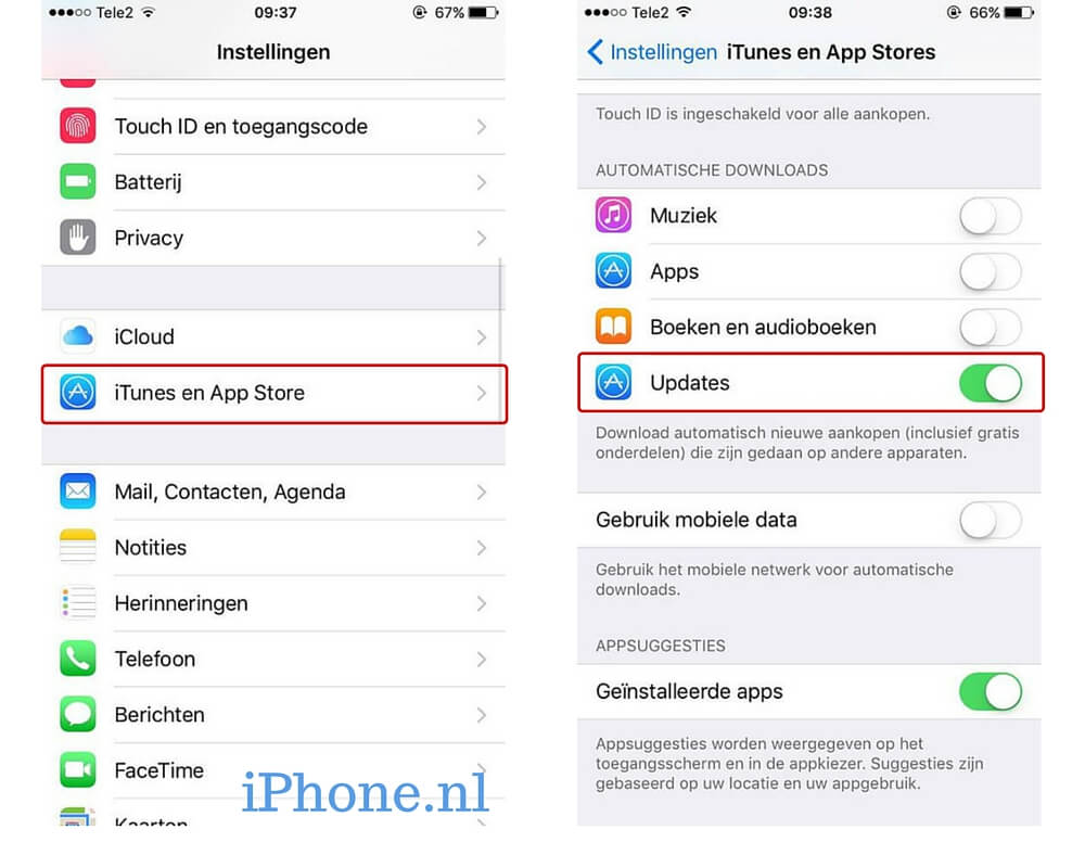 instellingen automatisch apps updaten iphone ipad