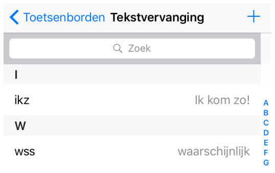 Tekstvervanging autocorrectie iPhone iPad