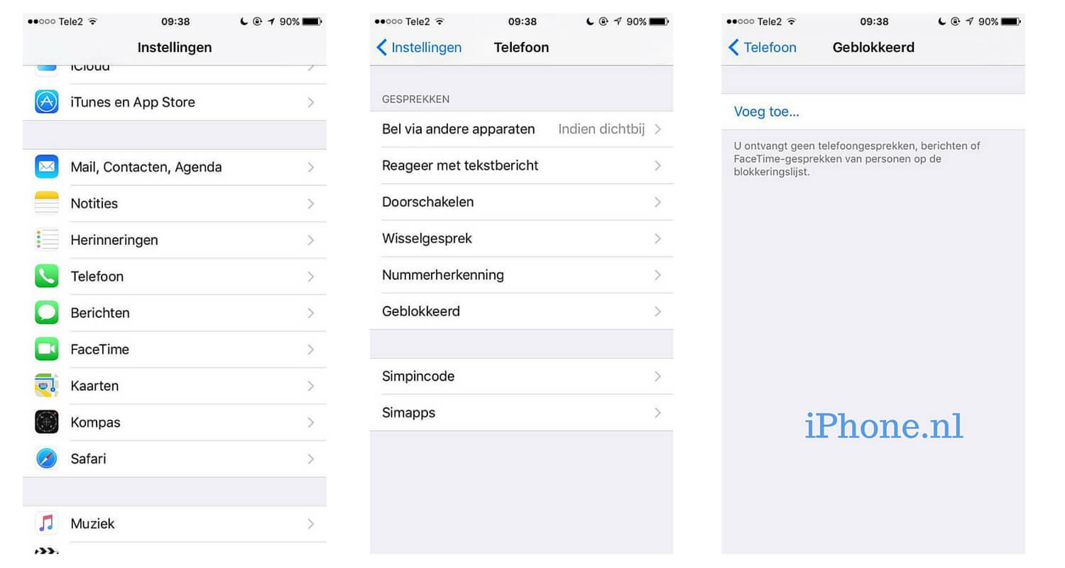 telefoonnummers blokkeren ios iphone