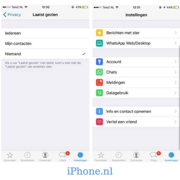 whatsapp laatst gezien uitzetten