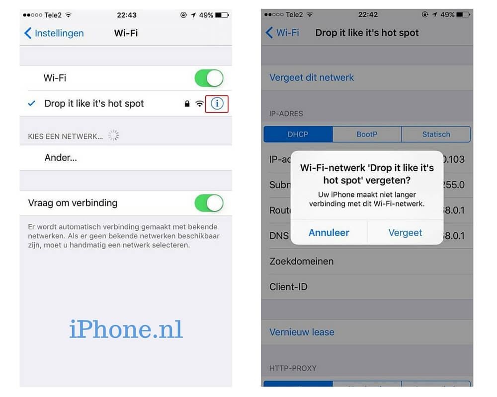 instellingen wi-fi iphone